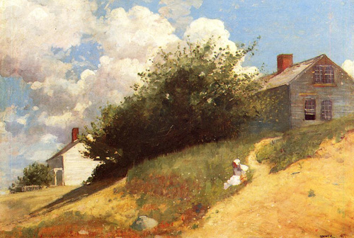 (image for) Handmade oil painting Copy paintings of famous artists Winslow Homers Paintings Houses on a Hill